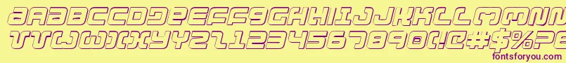Czcionka Exedore3Di – fioletowe czcionki na żółtym tle