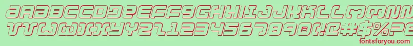 Exedore3Di-Schriftart – Rote Schriften auf grünem Hintergrund