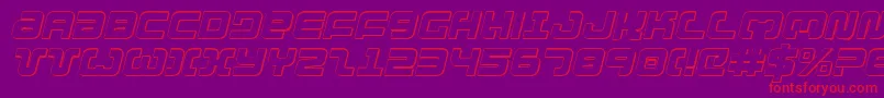 Exedore3Di-Schriftart – Rote Schriften auf violettem Hintergrund