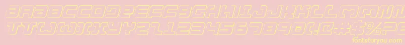 Exedore3Di-fontti – keltaiset fontit vaaleanpunaisella taustalla