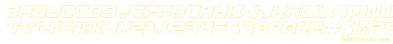 フォントExedore3Di – 白い背景に黄色の文字