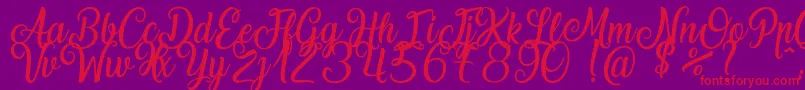 LaughingAndSmiling-Schriftart – Rote Schriften auf violettem Hintergrund