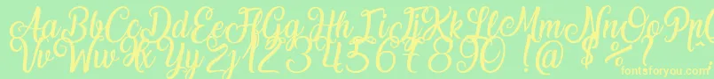 LaughingAndSmiling Font – Yellow Fonts on Green Background