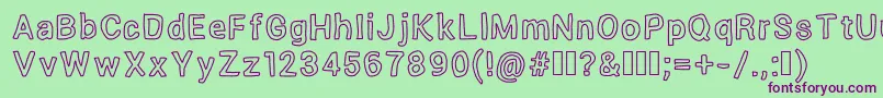 Fonte OutsideInsideOutline – fontes roxas em um fundo verde