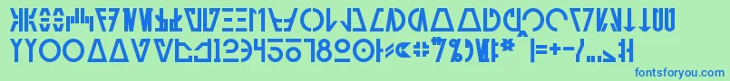 フォントAurebeshCantinaBold – 青い文字は緑の背景です。