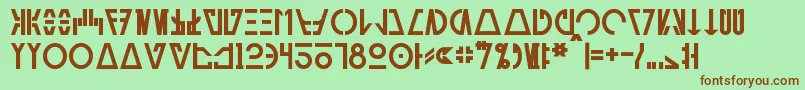 フォントAurebeshCantinaBold – 緑の背景に茶色のフォント