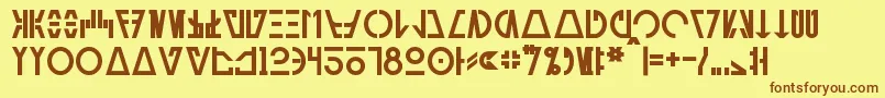 フォントAurebeshCantinaBold – 茶色の文字が黄色の背景にあります。