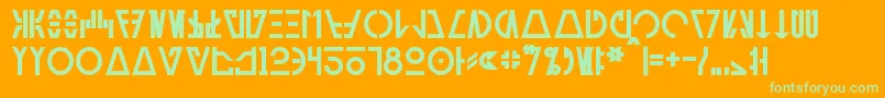 AurebeshCantinaBold Font – Green Fonts on Orange Background