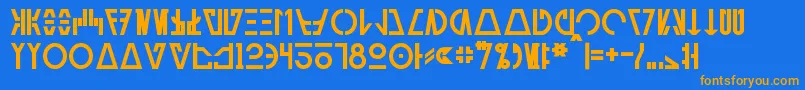 Czcionka AurebeshCantinaBold – pomarańczowe czcionki na niebieskim tle