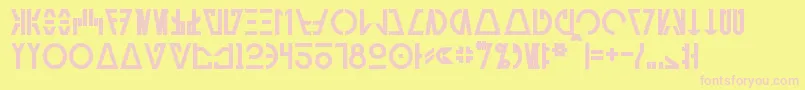 AurebeshCantinaBold-Schriftart – Rosa Schriften auf gelbem Hintergrund
