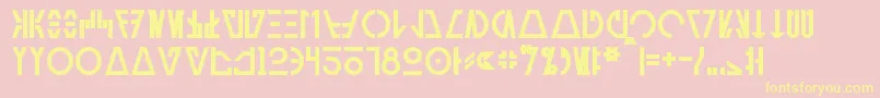 AurebeshCantinaBold-Schriftart – Gelbe Schriften auf rosa Hintergrund