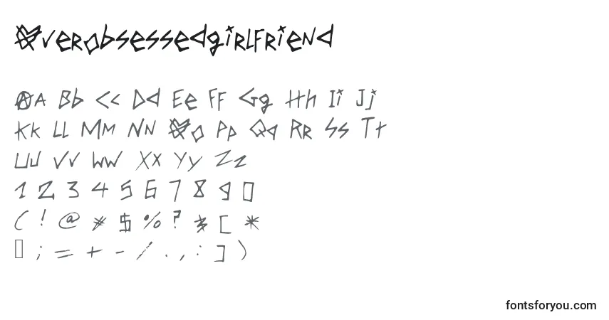 Czcionka Overobsessedgirlfriend – alfabet, cyfry, specjalne znaki
