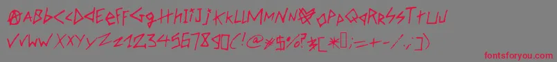 Overobsessedgirlfriend-Schriftart – Rote Schriften auf grauem Hintergrund