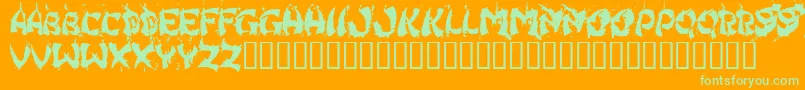 Hongkff Font – Green Fonts on Orange Background