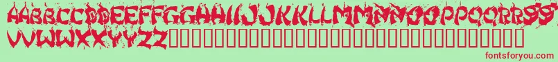 Czcionka Hongkff – czerwone czcionki na zielonym tle