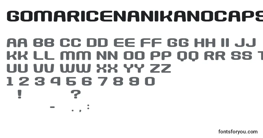 A fonte GomariceNanikanoCapsule – alfabeto, números, caracteres especiais