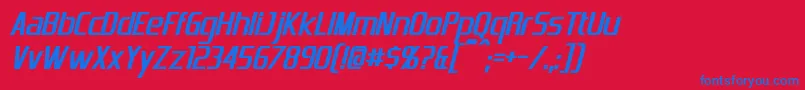 EmotionEngineBoldItalic Font – Blue Fonts on Red Background