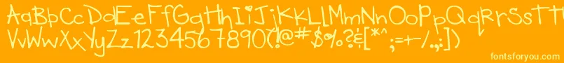 DjbHeartOfDixi-Schriftart – Gelbe Schriften auf orangefarbenem Hintergrund