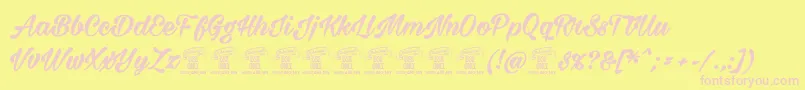 Milasiancircaboldpersonal-Schriftart – Rosa Schriften auf gelbem Hintergrund