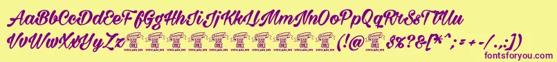 Fonte Milasiancircaboldpersonal – fontes roxas em um fundo amarelo