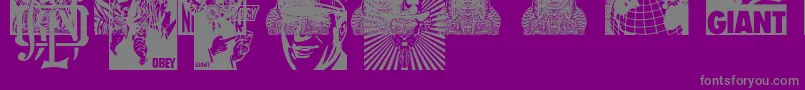 ObeygalleriaCaps-Schriftart – Graue Schriften auf violettem Hintergrund