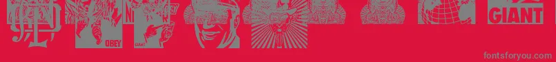 Шрифт ObeygalleriaCaps – серые шрифты на красном фоне
