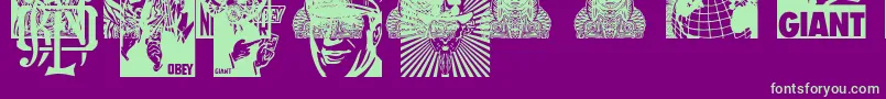 ObeygalleriaCaps Font – Green Fonts on Purple Background