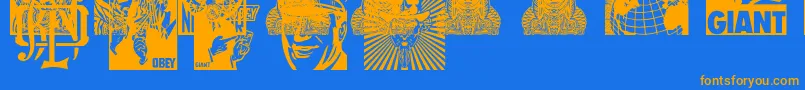 ObeygalleriaCaps Font – Orange Fonts on Blue Background