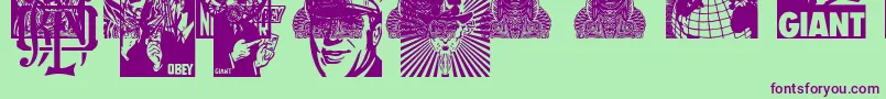 ObeygalleriaCaps Font – Purple Fonts on Green Background