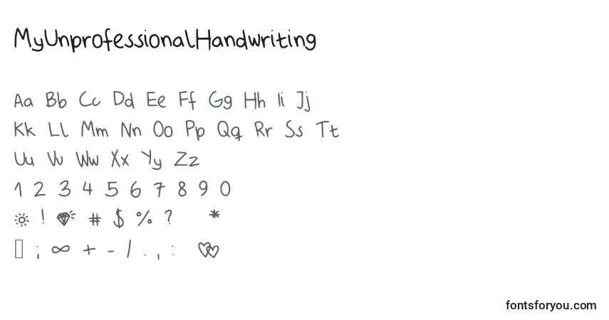 MyUnprofessionalHandwriting Font – alphabet, numbers, special characters