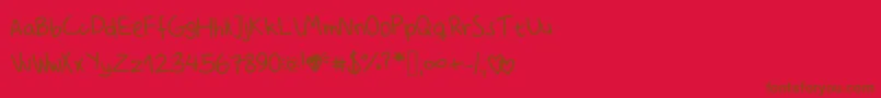 Fonte MyUnprofessionalHandwriting – fontes marrons em um fundo vermelho