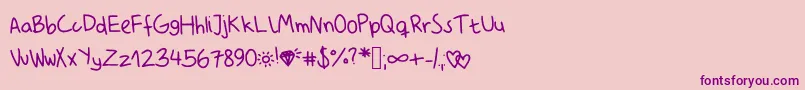 Czcionka MyUnprofessionalHandwriting – fioletowe czcionki na różowym tle