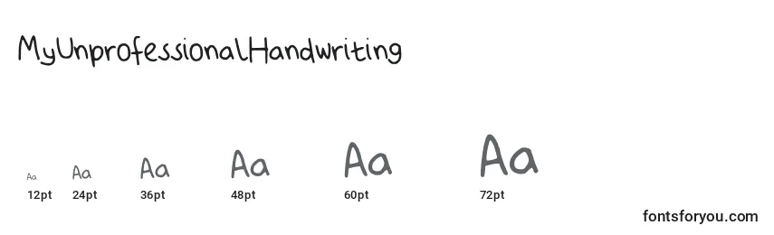 Размеры шрифта MyUnprofessionalHandwriting