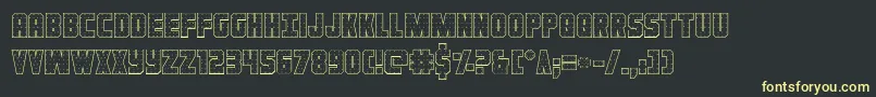 Ironforgeout-Schriftart – Gelbe Schriften auf schwarzem Hintergrund