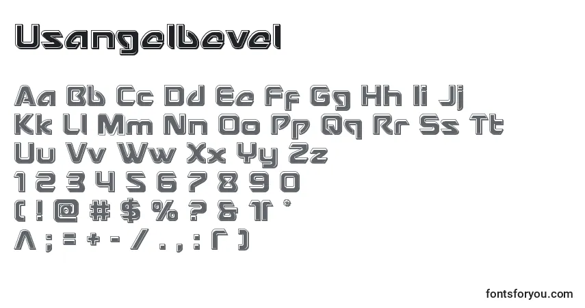 A fonte Usangelbevel – alfabeto, números, caracteres especiais