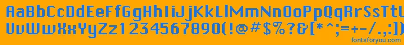 SystematicNewJ Font – Blue Fonts on Orange Background