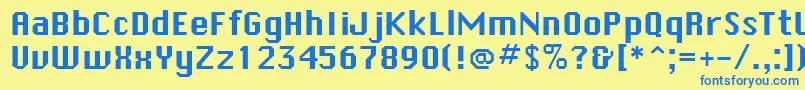 フォントSystematicNewJ – 青い文字が黄色の背景にあります。