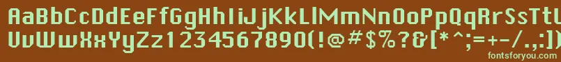 フォントSystematicNewJ – 緑色の文字が茶色の背景にあります。