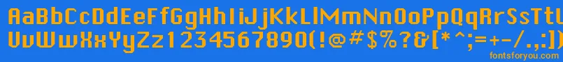 SystematicNewJ Font – Orange Fonts on Blue Background