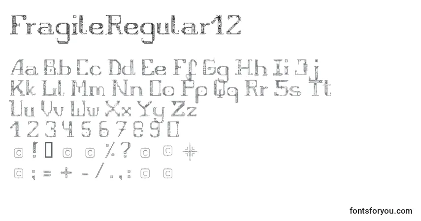 Schriftart FragileRegular12 – Alphabet, Zahlen, spezielle Symbole