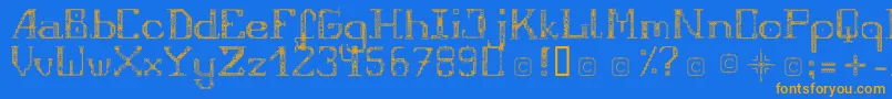 Weitere Informationen zur FragileRegular12-Schriftart FragileRegular12-Schriftart – Orangefarbene Schriften auf blauem Hintergrund