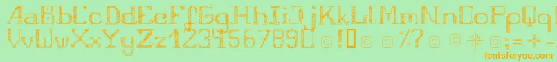 Шрифт FragileRegular12 – оранжевые шрифты на зелёном фоне
