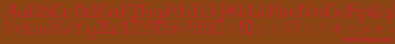 Weitere Informationen zur FragileRegular12-Schriftart FragileRegular12-Schriftart – Rote Schriften auf braunem Hintergrund