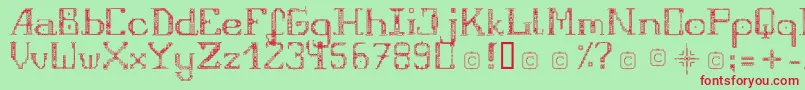 FragileRegular12 Font – Red Fonts on Green Background