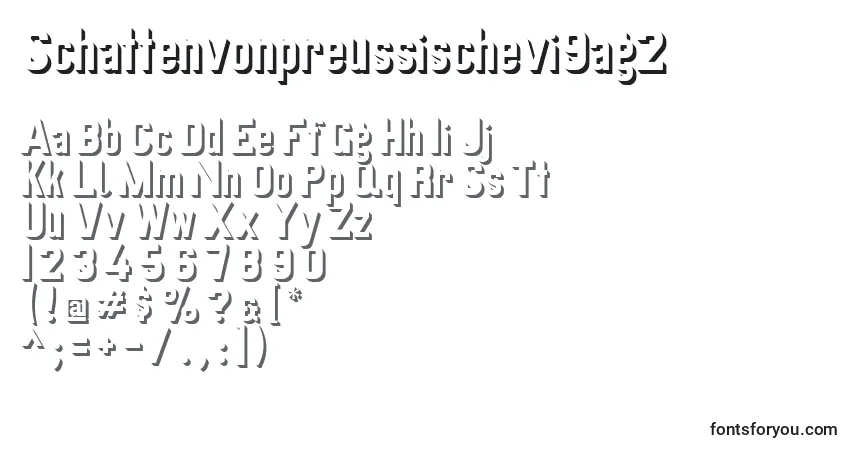 Schriftart Schattenvonpreussischevi9ag2 – Alphabet, Zahlen, spezielle Symbole