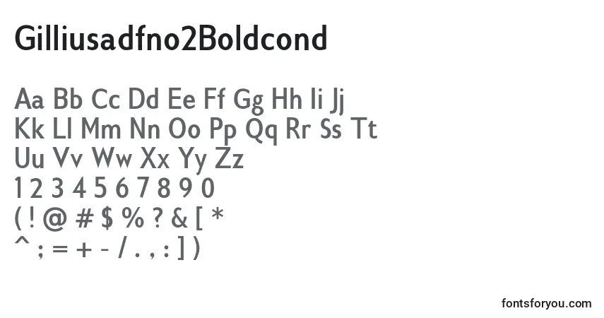 Шрифт Gilliusadfno2Boldcond – алфавит, цифры, специальные символы