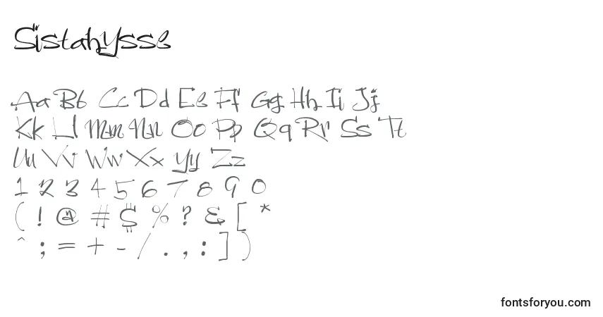 Schriftart SistahYsse – Alphabet, Zahlen, spezielle Symbole