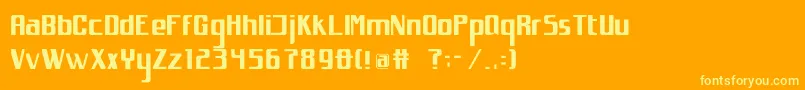 Fonte Spacejunk.Xl – fontes amarelas em um fundo laranja