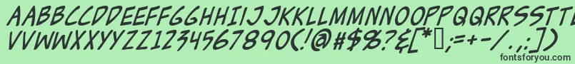 フォントZudJuiceItalic – 緑の背景に黒い文字