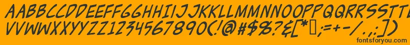 Fonte ZudJuiceItalic – fontes pretas em um fundo laranja